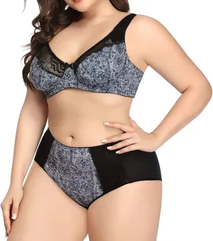 Plus Size Lingerie Set for women Lace Bralette High Waist Panty Set 2 Piece Teddy Babydoll Nightgown Outfits