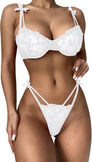 Plus Size Lingerie Sets Sexy Set Women Lace Halter Bralette High Waist Panty Set