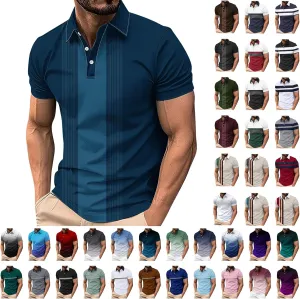 Polos Shirts for Men 2025 Vintage Striped Golf Bowling Polos Outdoor Moisture Wicking Athletic Plus Size Tops for Men