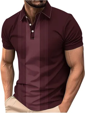 Polos Shirts for Men 2025 Vintage Striped Golf Bowling Polos Outdoor Moisture Wicking Athletic Plus Size Tops for Men