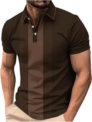 Polos Shirts for Men 2025 Vintage Striped Golf Bowling Polos Outdoor Moisture Wicking Athletic Plus Size Tops for Men