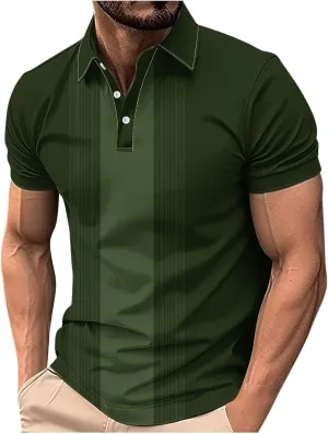 Polos Shirts for Men 2025 Vintage Striped Golf Bowling Polos Outdoor Moisture Wicking Athletic Plus Size Tops for Men