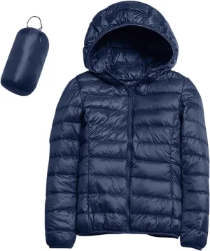 Puffer Jacket Womens with Hood Winter Warm Packable Bubble Jacket Lightweight Slim Fit Short Duck Down Coat