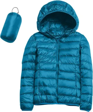 Puffer Jacket Womens with Hood Winter Warm Packable Bubble Jacket Lightweight Slim Fit Short Duck Down Coat