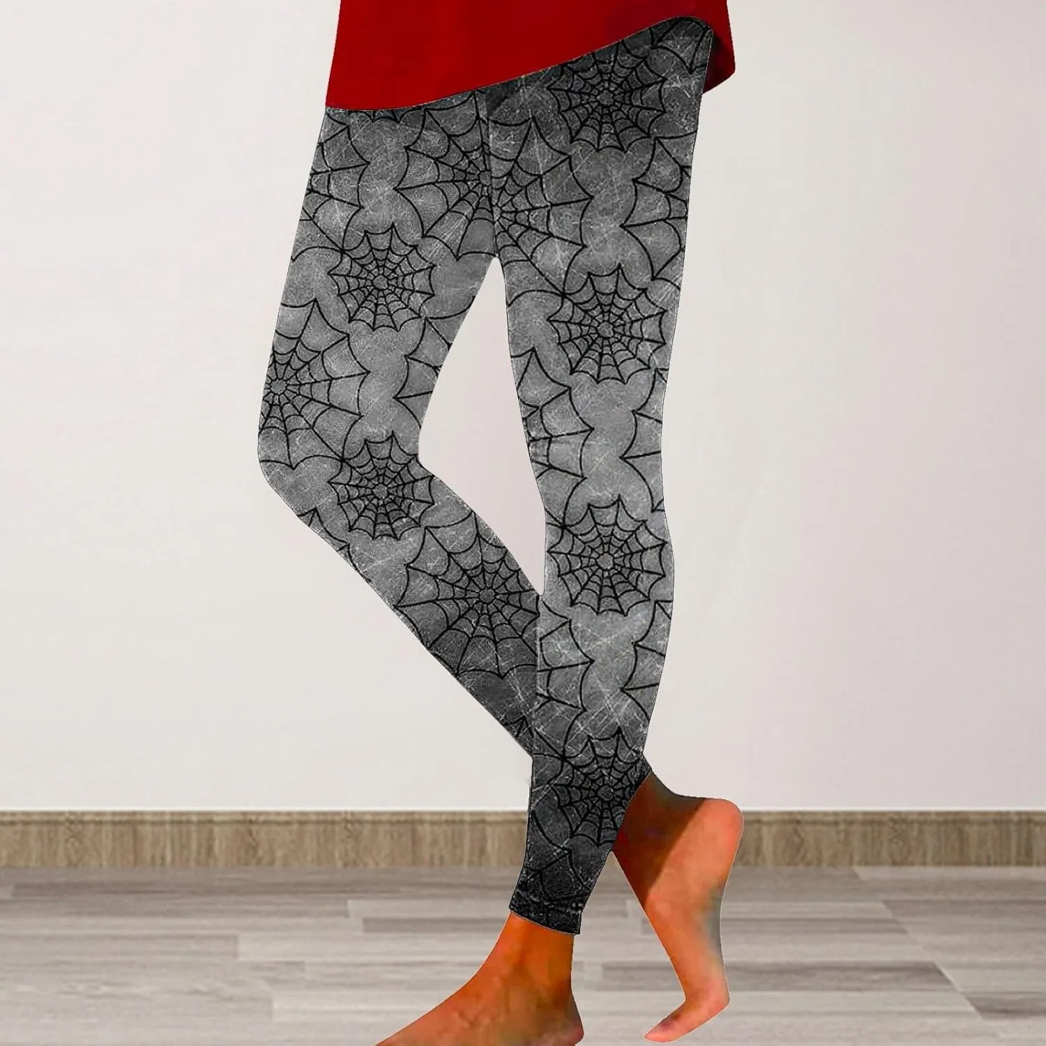 Pumpkin Head Stripes Print Slim Halloween Leggings Halloween Print High Waist Long Halloween Leggings for Women