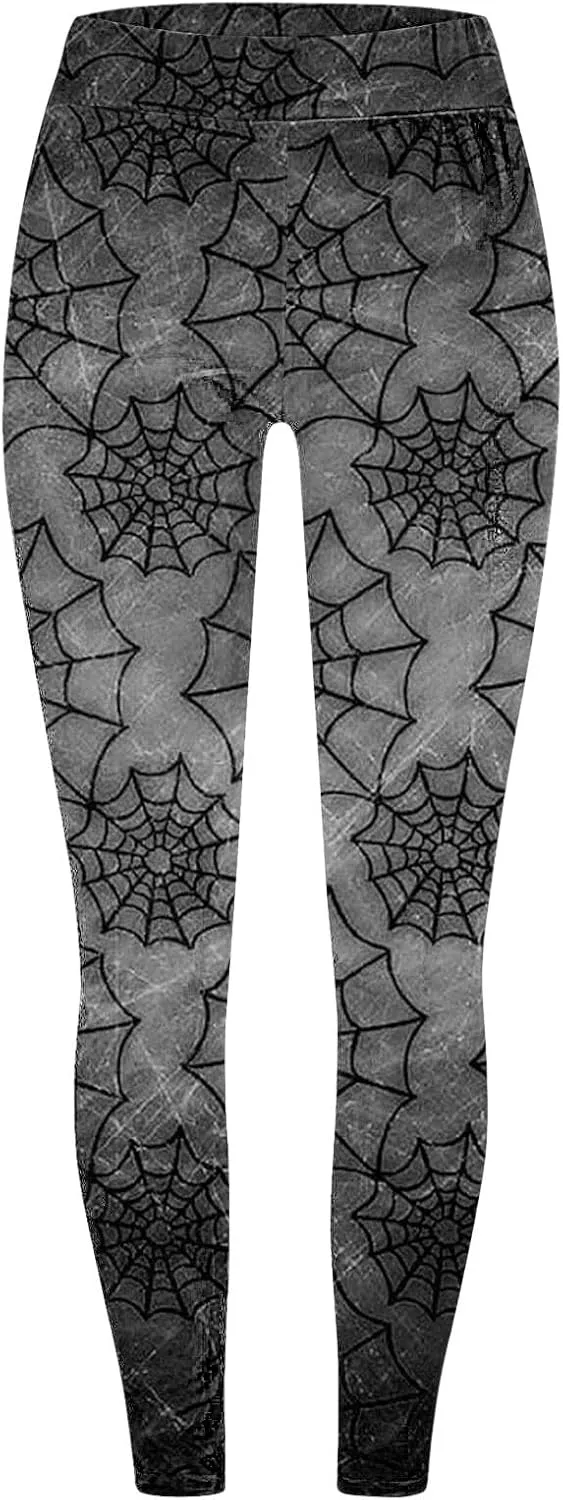 Pumpkin Head Stripes Print Slim Halloween Leggings Halloween Print High Waist Long Halloween Leggings for Women