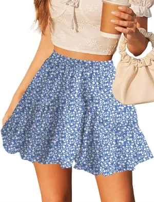 Rapbin Women Y2k Bubble Skirt Summer Pleated Puffy Short Skirt Ruffle Hem A Line Flared Balloon Skirts Streetwear