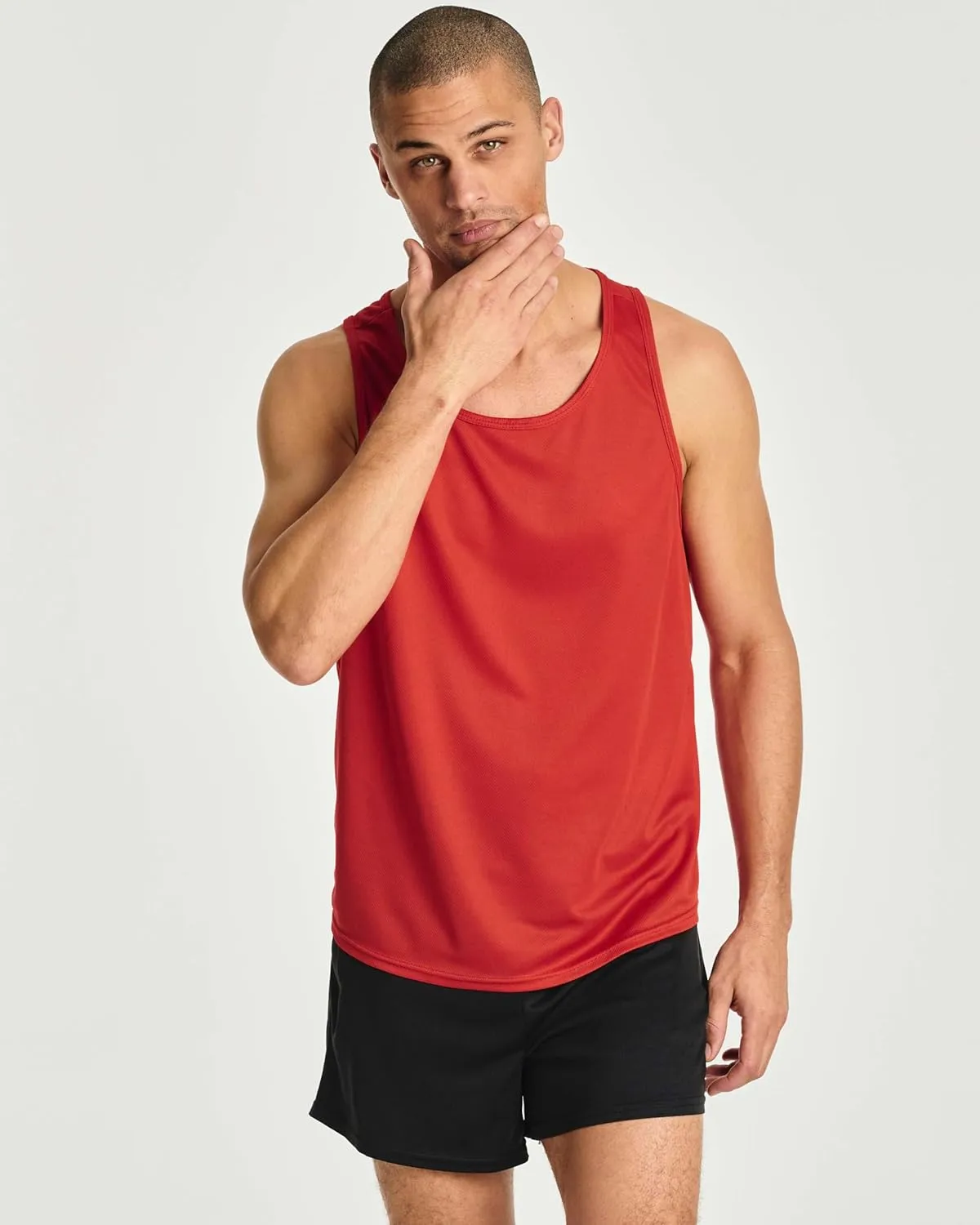 Real Essentials 5 Pack: Men's Mesh Y-Back Muscle Tank Top - Gym Workout & Bodybuilding Fitness (Available in Big & Tall)