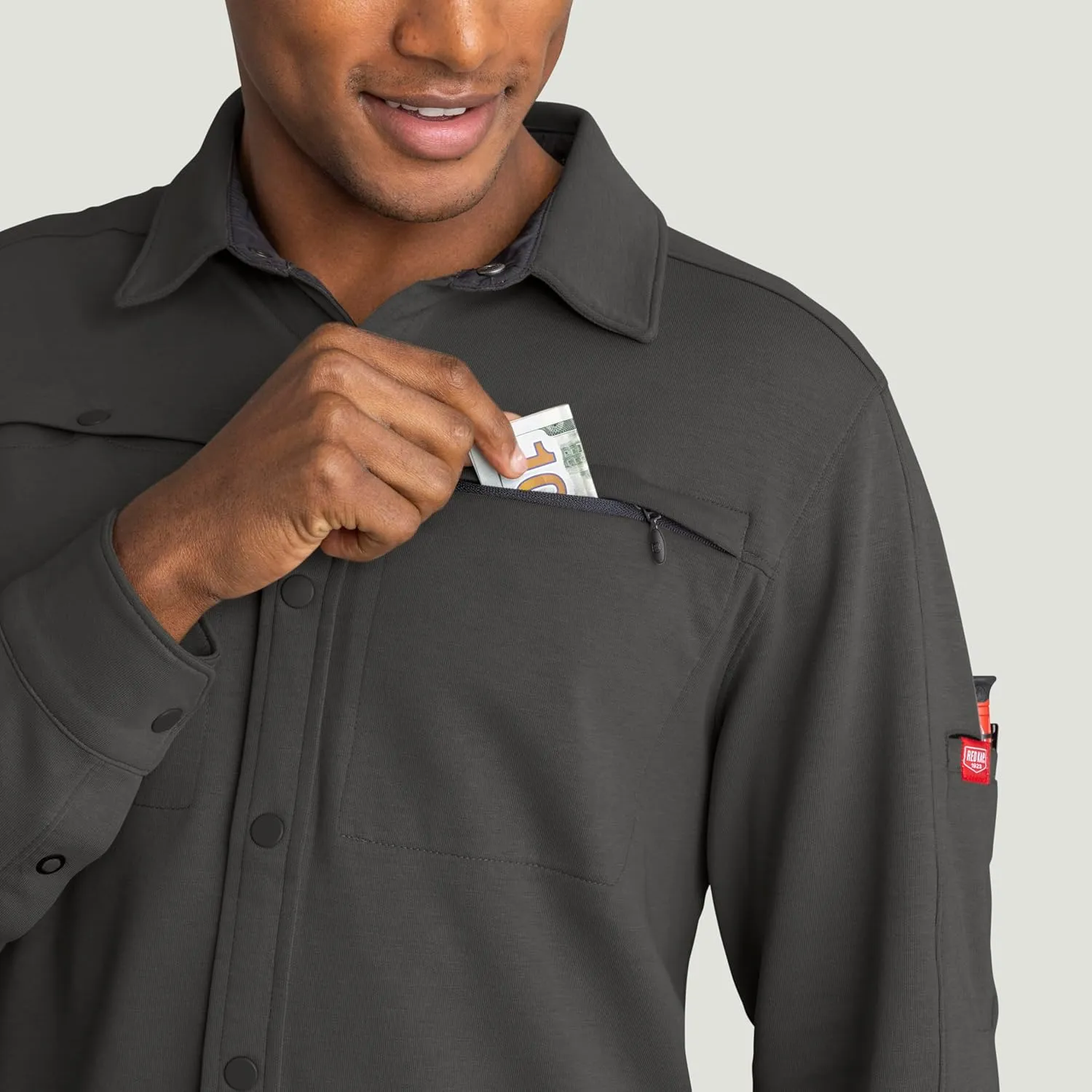 Red Kap Men's Snap Front Jersey Long Sleeve Work Shirt