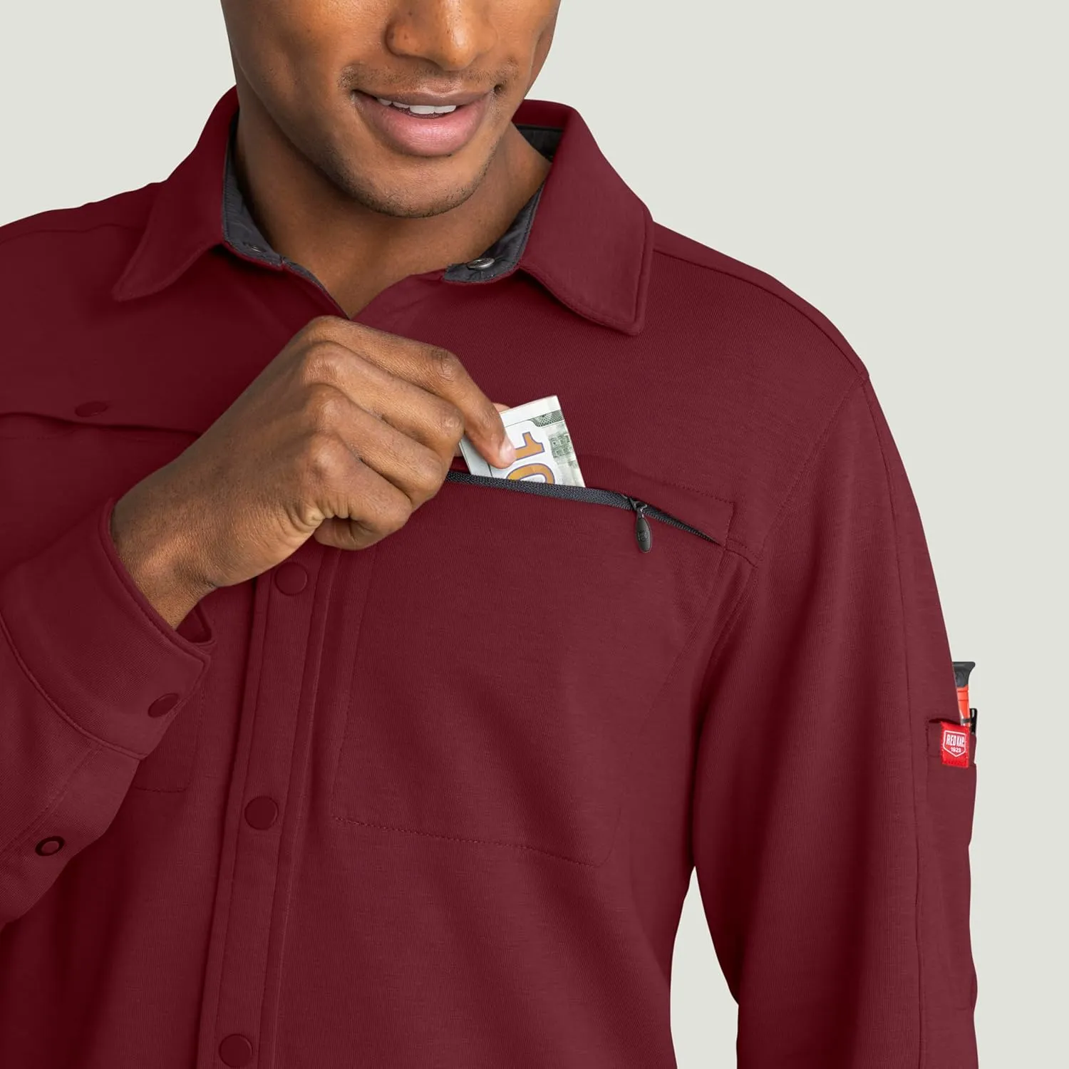 Red Kap Men's Snap Front Jersey Long Sleeve Work Shirt