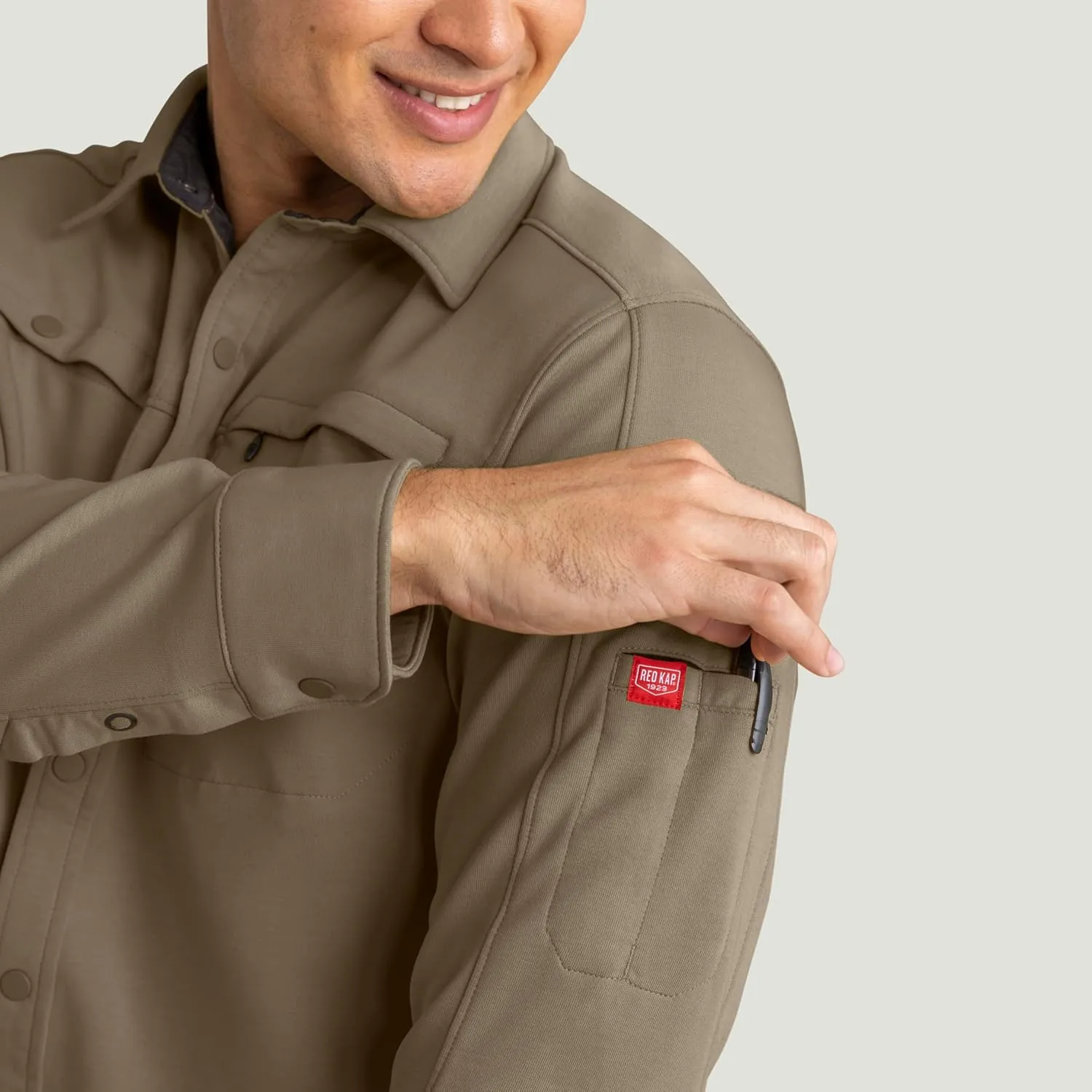 Red Kap Men's Snap Front Jersey Long Sleeve Work Shirt