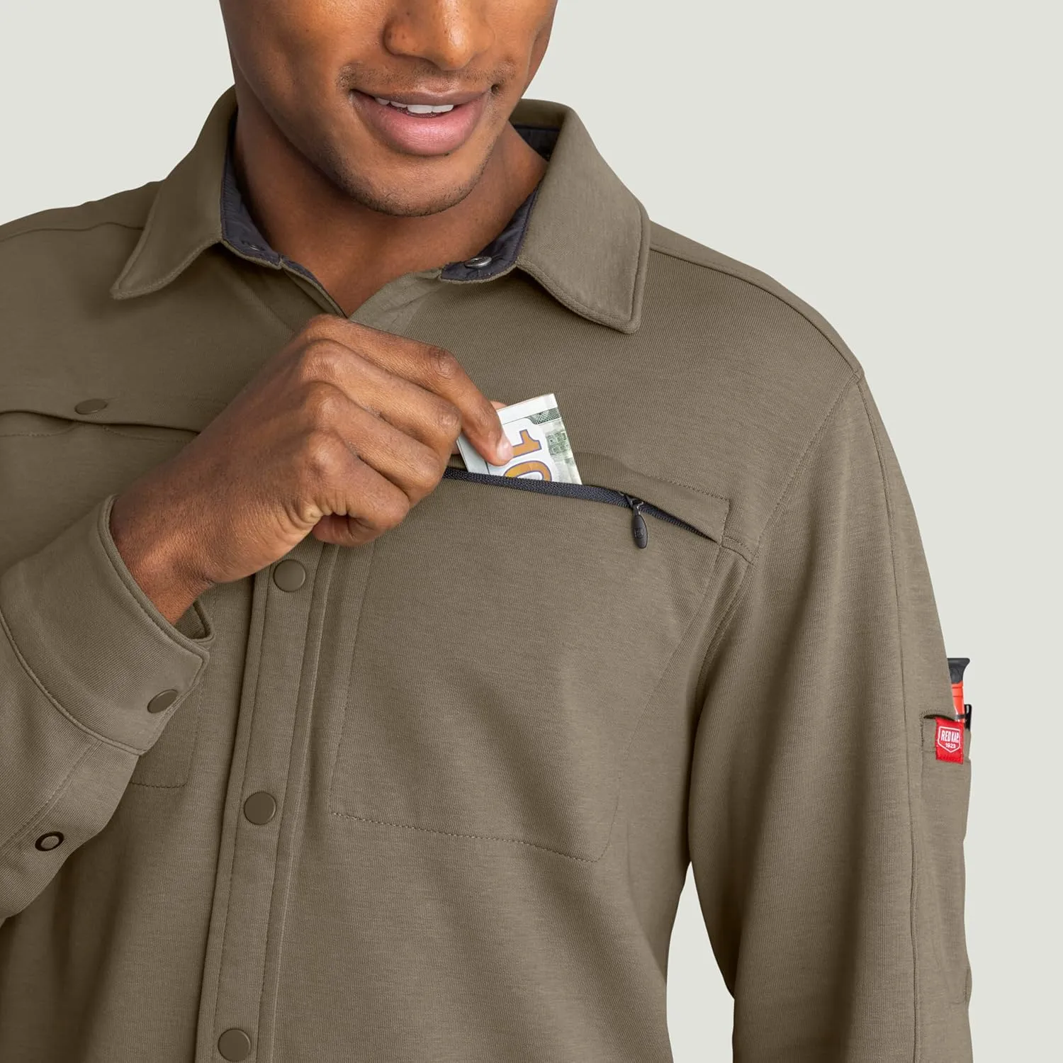 Red Kap Men's Snap Front Jersey Long Sleeve Work Shirt