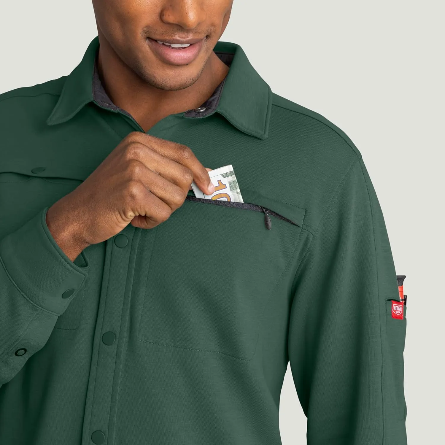 Red Kap Men's Snap Front Jersey Long Sleeve Work Shirt
