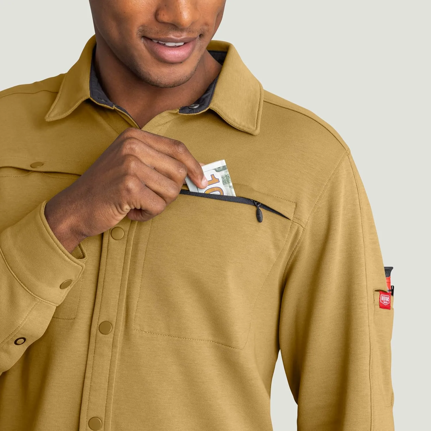 Red Kap Men's Snap Front Jersey Long Sleeve Work Shirt