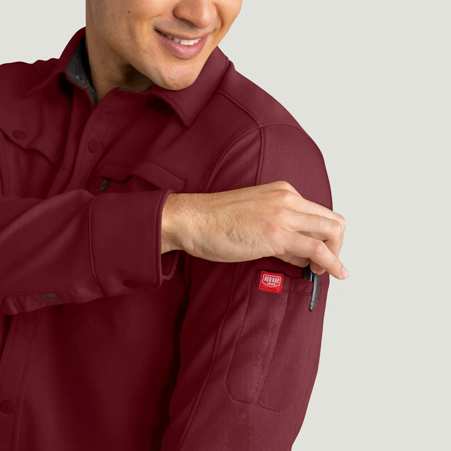 Red Kap Men's Snap Front Jersey Long Sleeve Work Shirt