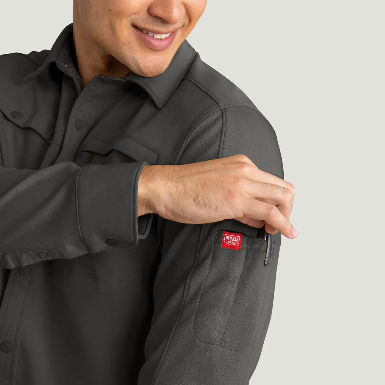 Red Kap Men's Snap Front Jersey Long Sleeve Work Shirt