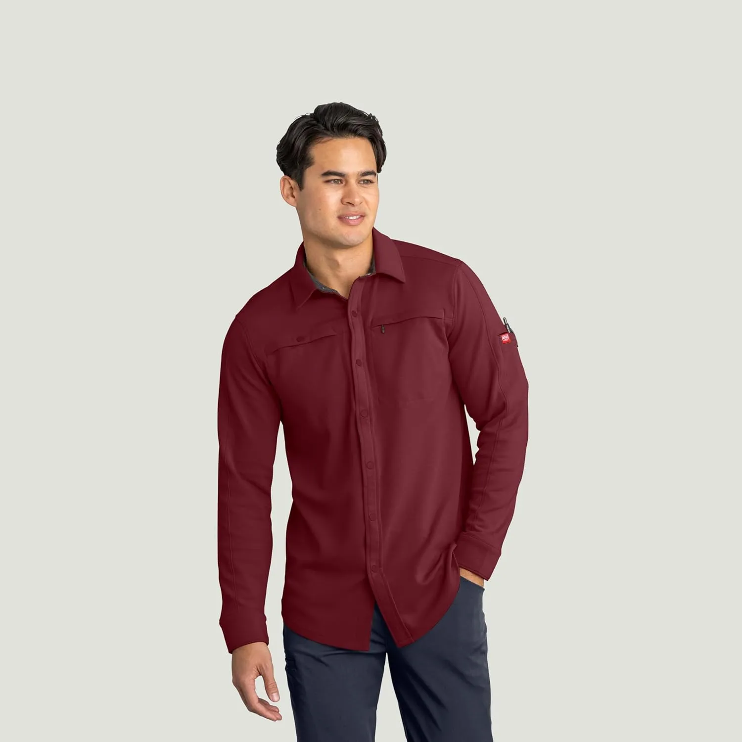 Red Kap Men's Snap Front Jersey Long Sleeve Work Shirt