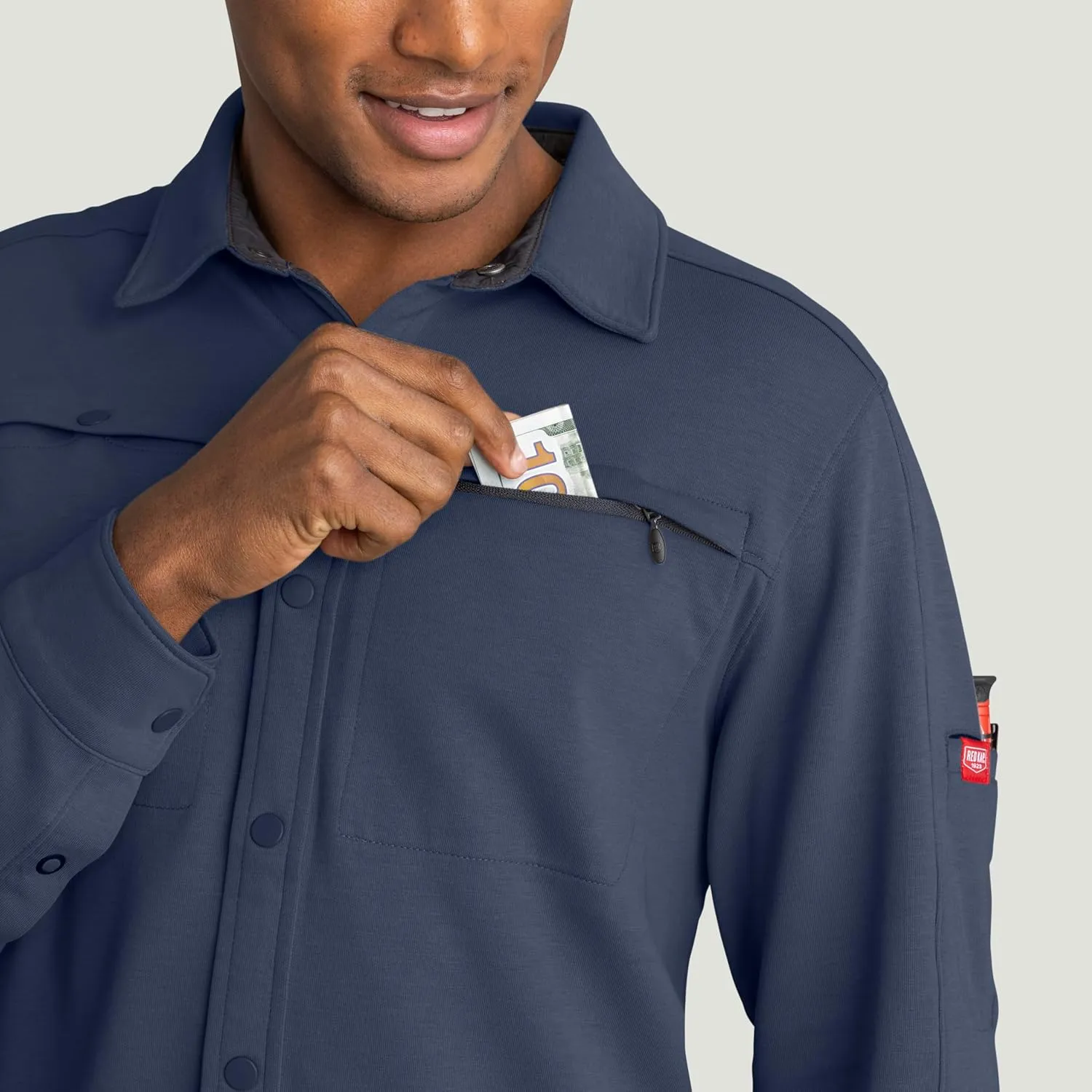 Red Kap Men's Snap Front Jersey Long Sleeve Work Shirt