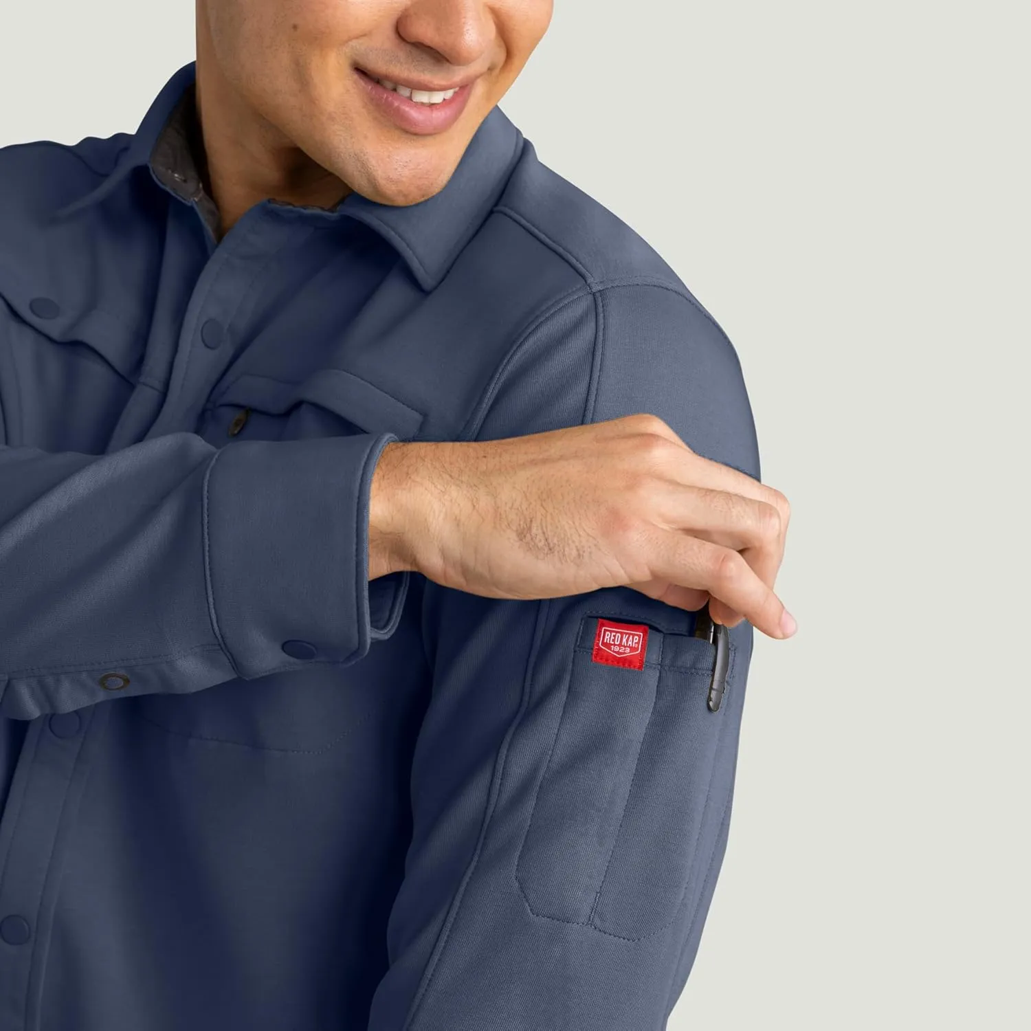 Red Kap Men's Snap Front Jersey Long Sleeve Work Shirt
