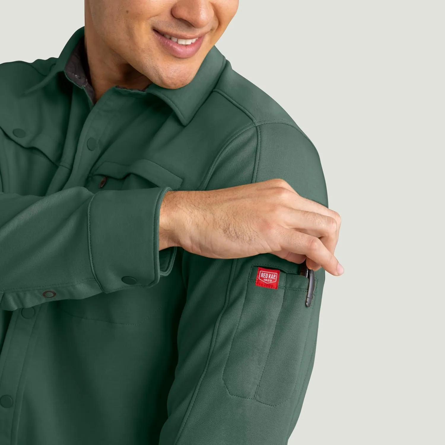 Red Kap Men's Snap Front Jersey Long Sleeve Work Shirt