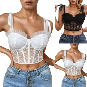 Sexy Lace Bustier Top Women's Corset Bralette Tank Tops Daily Wear Casual Outfits Baby-doll Women's Lace