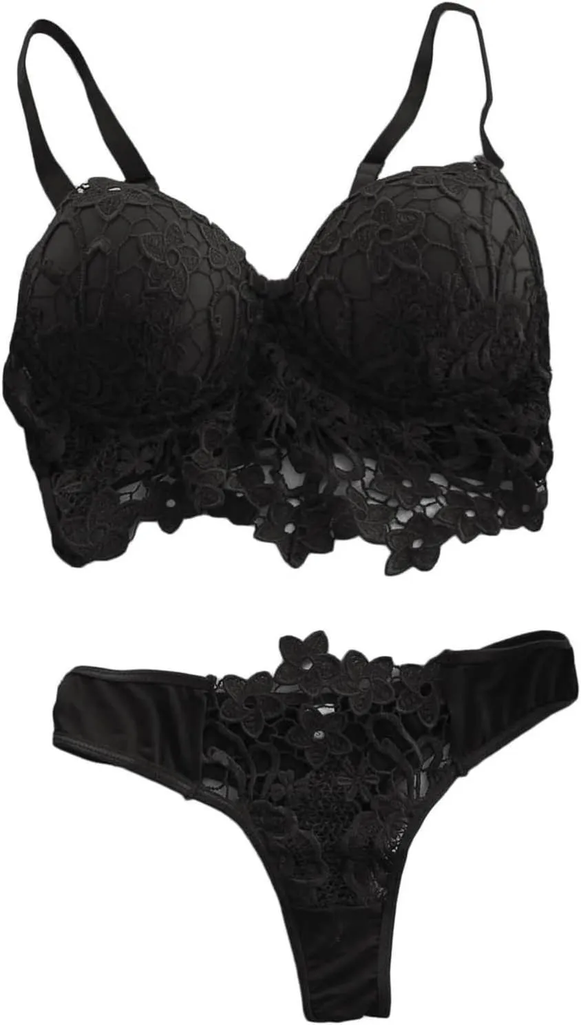 Sexy Lingerie for Women Embroidery Wireless Thong Lace Bra and Panty Sets 2 Piece Lace Bralette Set