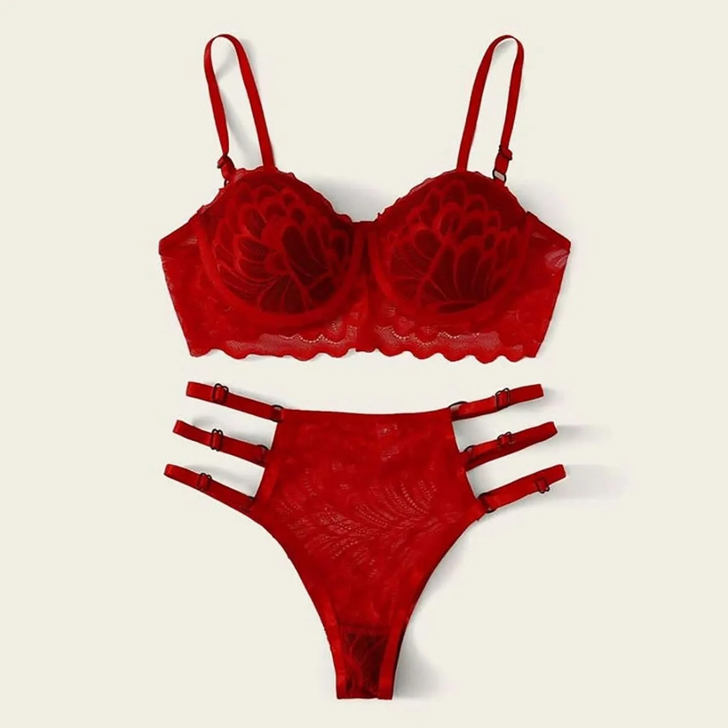 Sexy Lingerie for Women Lace Bra and Panty Set 2 Piece Lace Bralette Set Strappy Babydoll Bodysuit