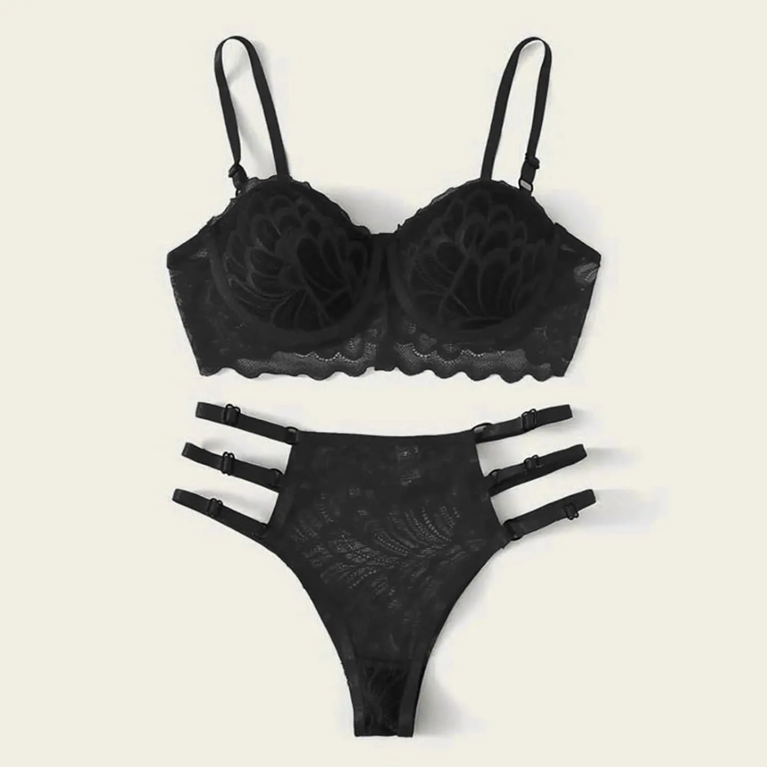 Sexy Lingerie for Women Lace Bra and Panty Set 2 Piece Lace Bralette Set Strappy Babydoll Bodysuit