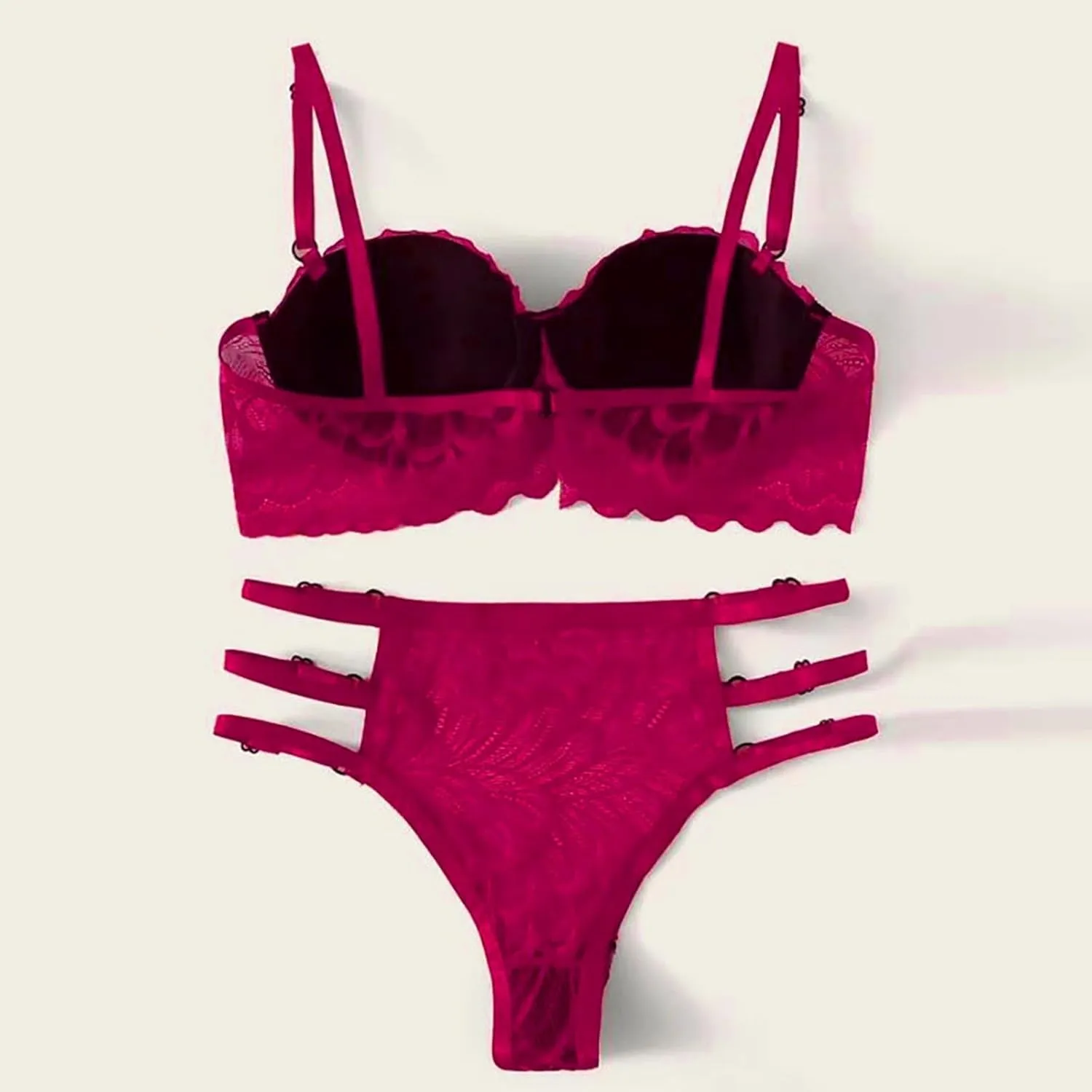Sexy Lingerie for Women Lace Bra and Panty Set 2 Piece Lace Bralette Set Strappy Babydoll Bodysuit