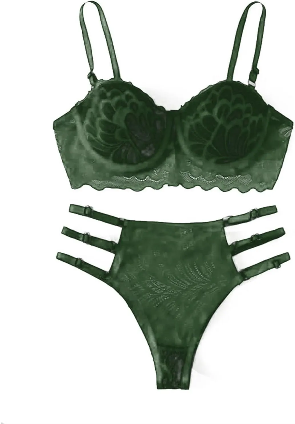 Sexy Lingerie for Women Lace Bra and Panty Set 2 Piece Lace Bralette Set Strappy Babydoll Bodysuit