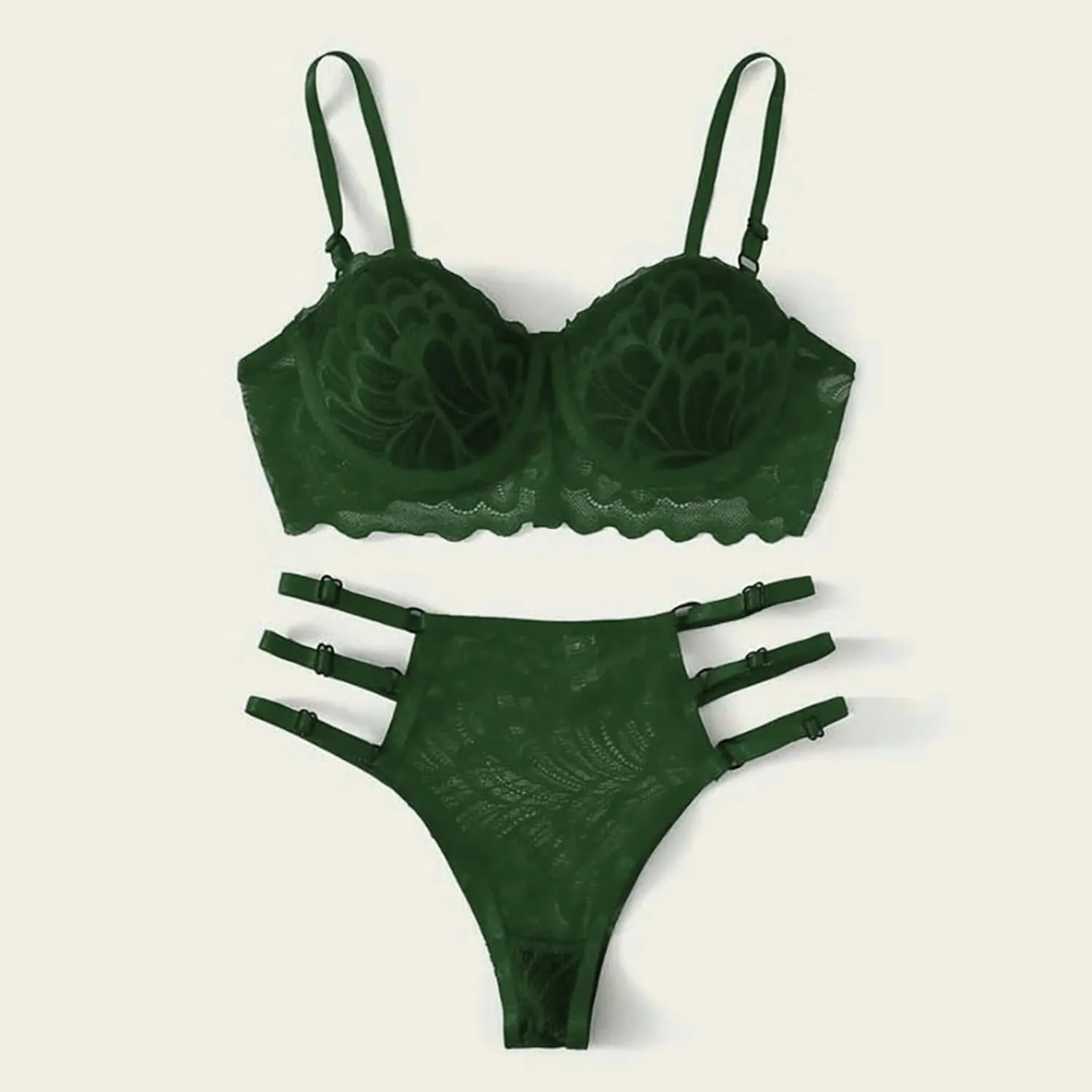 Sexy Lingerie for Women Lace Bra and Panty Set 2 Piece Lace Bralette Set Strappy Babydoll Bodysuit
