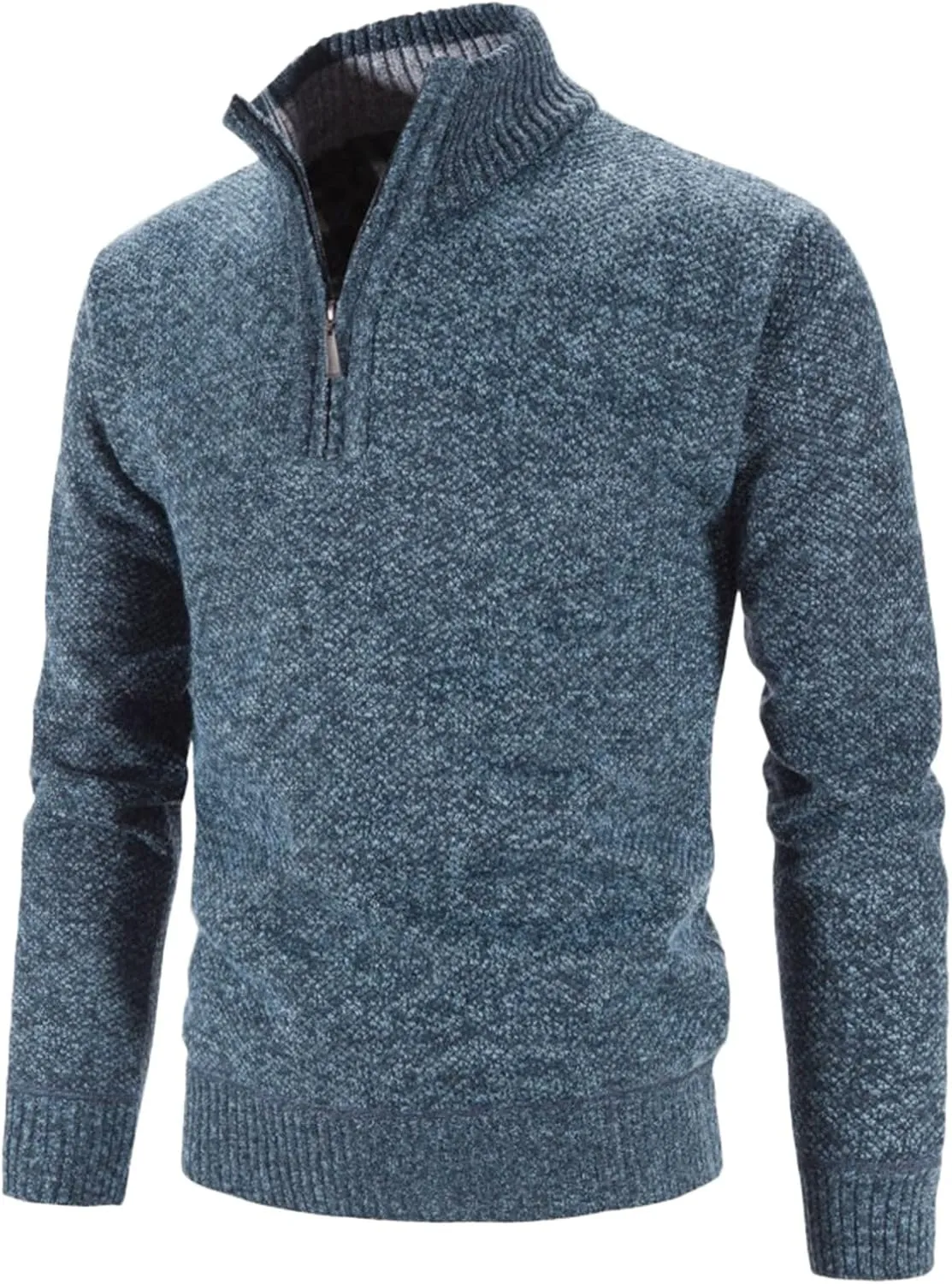 Slim Fit Polos Sweaters for Men Three Quarter Zipper Long Sleeve Sweater Turtleneck Pullover Jumper Tops Knitted Top