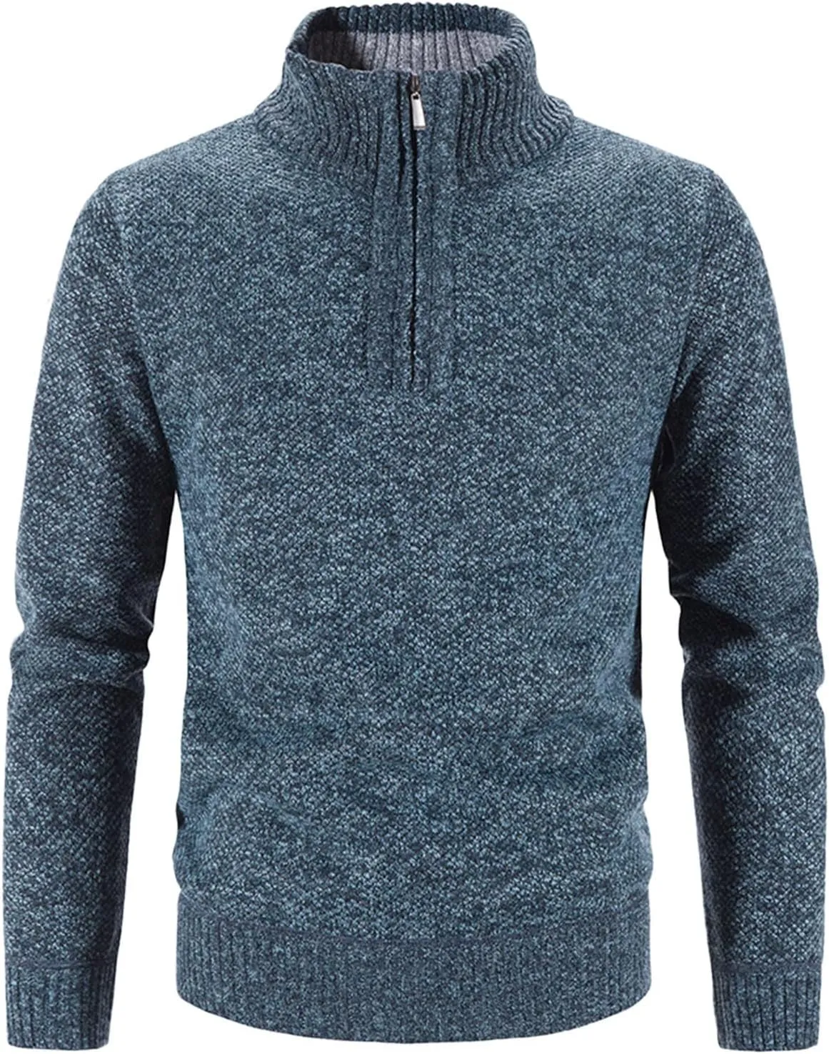 Slim Fit Polos Sweaters for Men Three Quarter Zipper Long Sleeve Sweater Turtleneck Pullover Jumper Tops Knitted Top