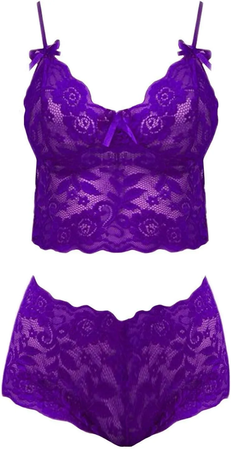 Slutty Lingerie for Women Naughty Sex Sexy Lingerie for Women 2 Piece Bra and Panty Sets Sheer Floral Lace Bralette