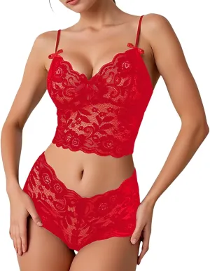 Slutty Lingerie for Women Naughty Sex Sexy Lingerie for Women 2 Piece Bra and Panty Sets Sheer Floral Lace Bralette