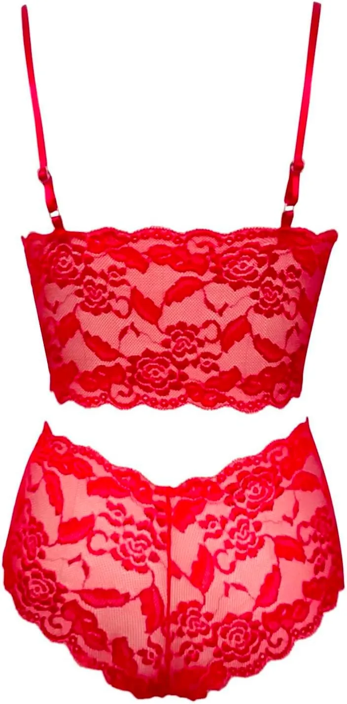 Slutty Lingerie for Women Naughty Sex Sexy Lingerie for Women 2 Piece Bra and Panty Sets Sheer Floral Lace Bralette