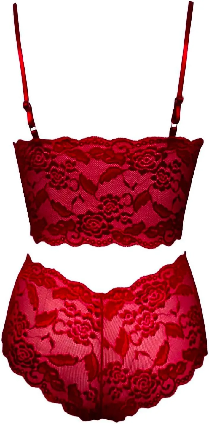 Slutty Lingerie for Women Naughty Sex Sexy Lingerie for Women 2 Piece Bra and Panty Sets Sheer Floral Lace Bralette