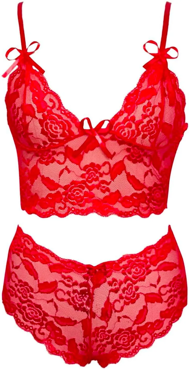 Slutty Lingerie for Women Naughty Sex Sexy Lingerie for Women 2 Piece Bra and Panty Sets Sheer Floral Lace Bralette