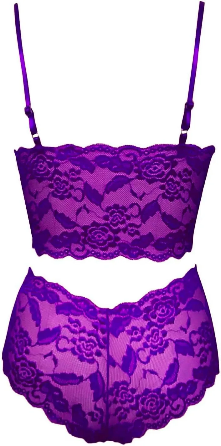 Slutty Lingerie for Women Naughty Sex Sexy Lingerie for Women 2 Piece Bra and Panty Sets Sheer Floral Lace Bralette