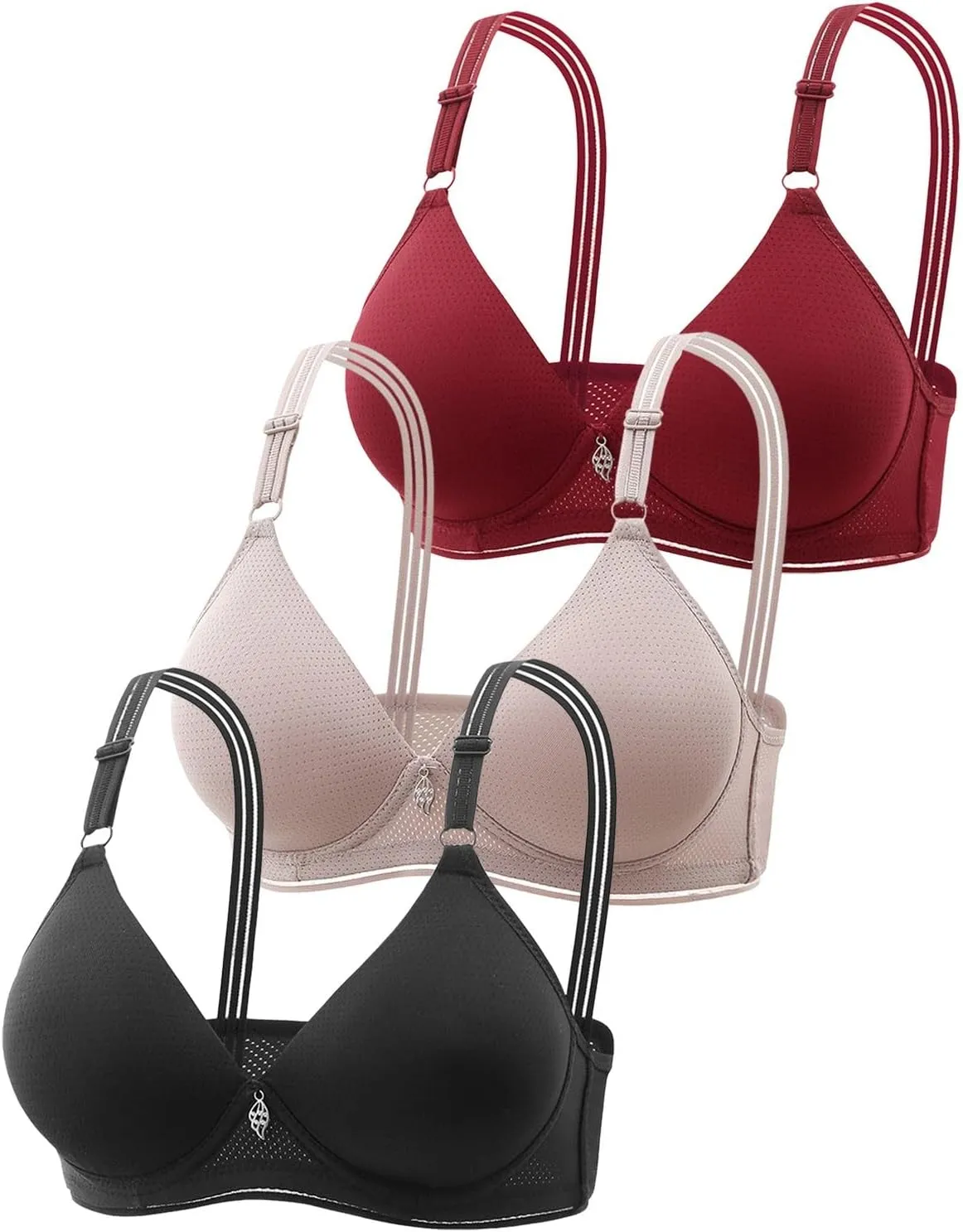 Sports Bras for Women 3 Pack Breathable Hollow Out Push Up Bra Bralettes Women with Support No Underwire Everyday Underwear