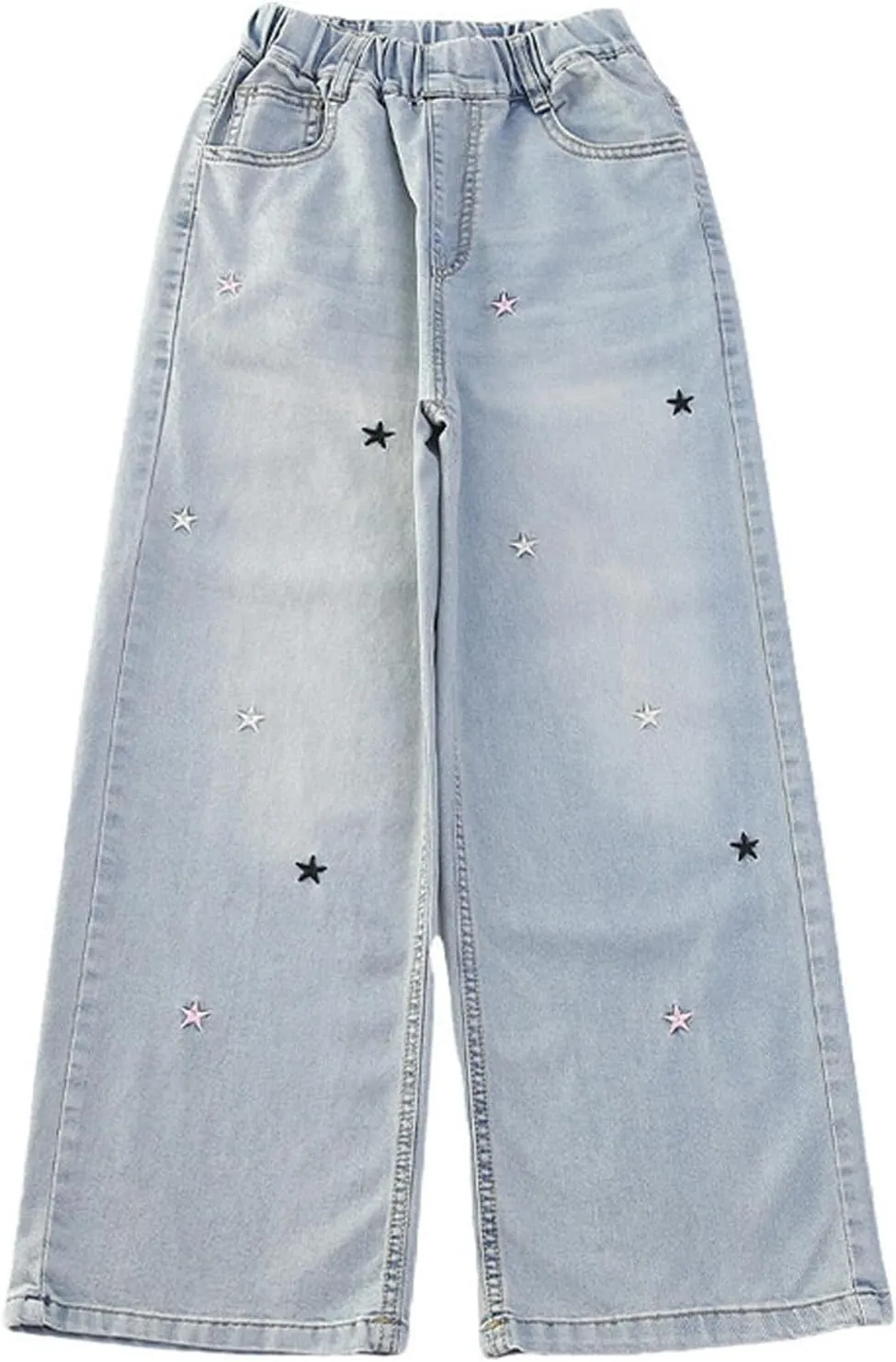 Spring Fashion Jeans for Girls Y2K Trendy Preppy Stretch High Waisted Denim Pants 2025 Casual Baggy Wide Leg Trousers