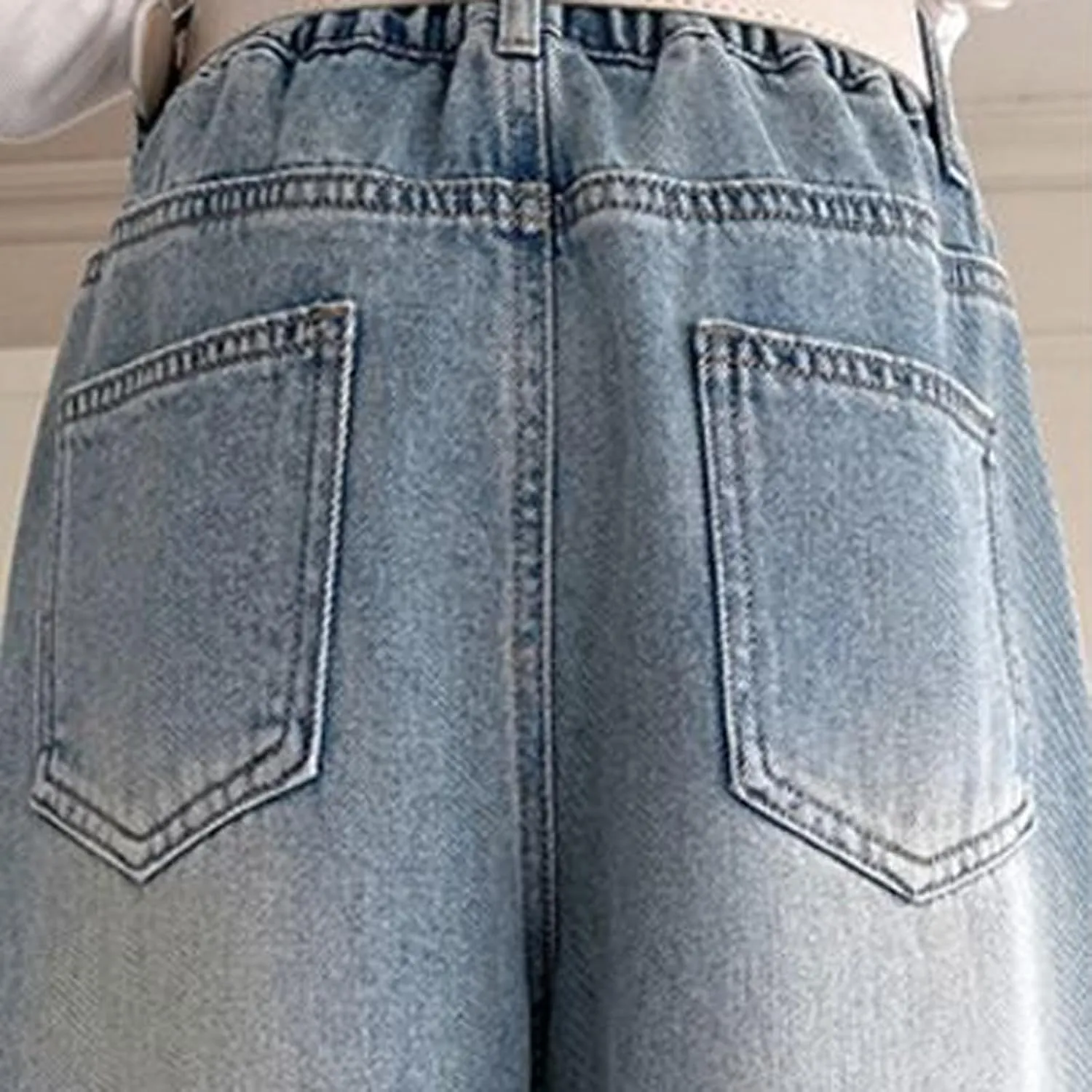 Spring Fashion Jeans for Girls Y2K Trendy Preppy Stretch High Waisted Denim Pants 2025 Casual Baggy Wide Leg Trousers