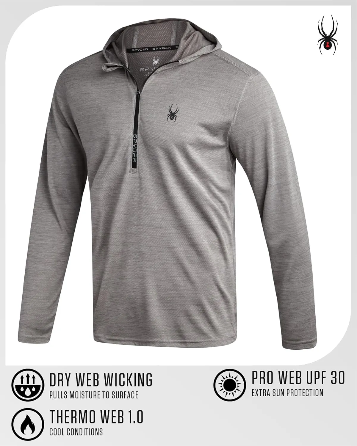 Spyder Mens Sweatshirt - Lightweight Athletic Half Zip Pullover Mens Hoodies - UPF 30  Dry Fit Long Sleeve Sun Shirts for Men