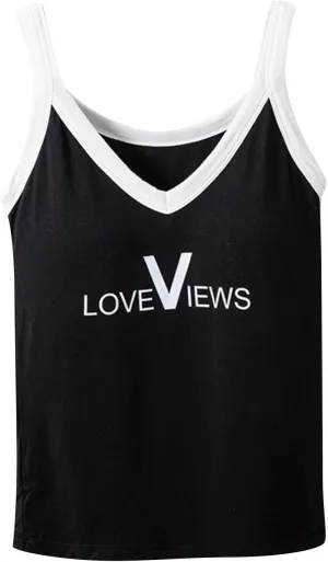 Summer Tank Tops for Women Trendy Sleeveless V Neck Padded Shirts Top Letter Printed Fashion V Neck Vacation Camisole