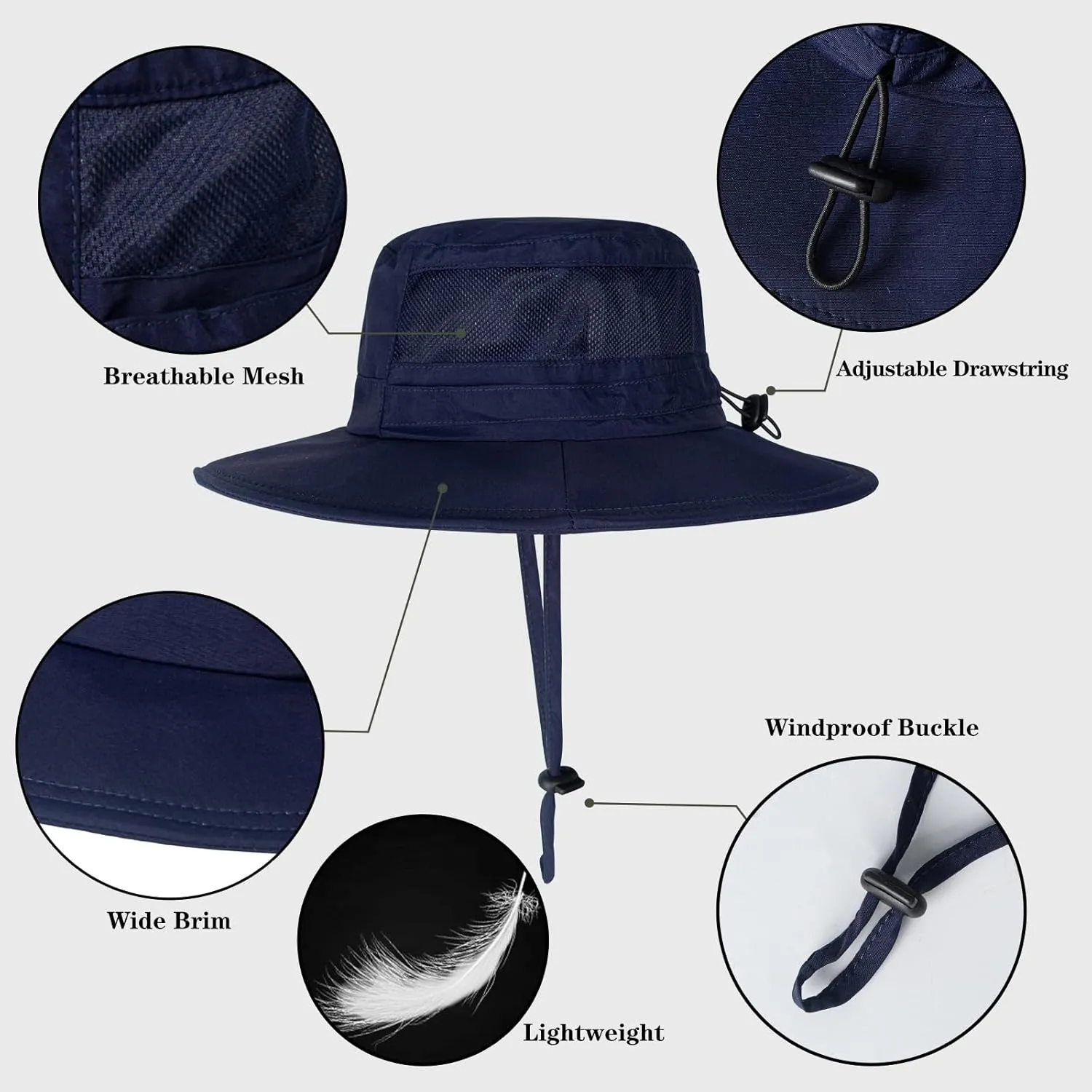 Sun Hat for Men/Women, UPF 50  Fishing Hat,Waterproof Wide Brim Bucket Hat Foldable Boonie Hat for Hiking Garden Safari Beach
