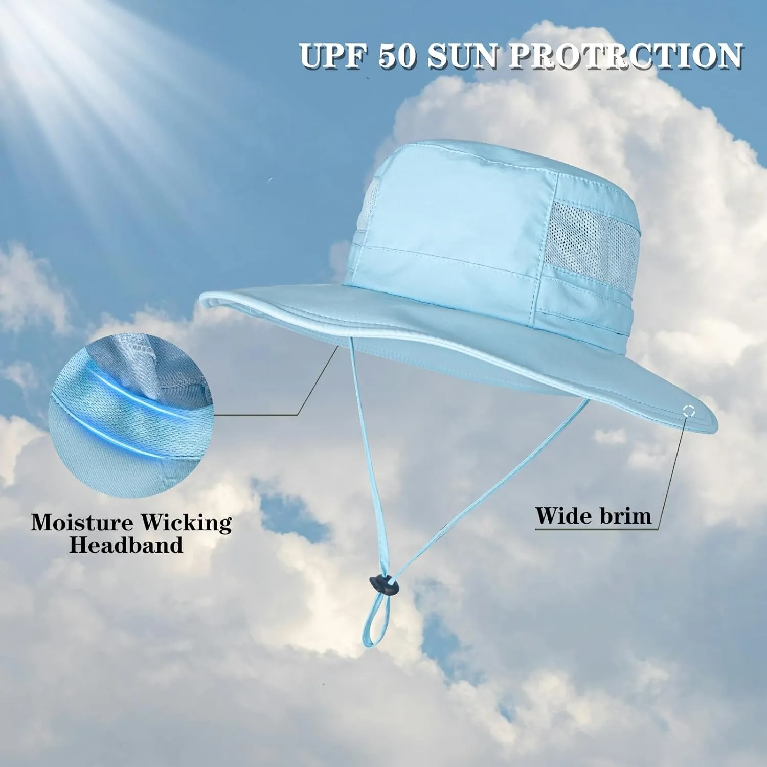 Sun Hat for Men/Women, UPF 50  Fishing Hat,Waterproof Wide Brim Bucket Hat Foldable Boonie Hat for Hiking Garden Safari Beach