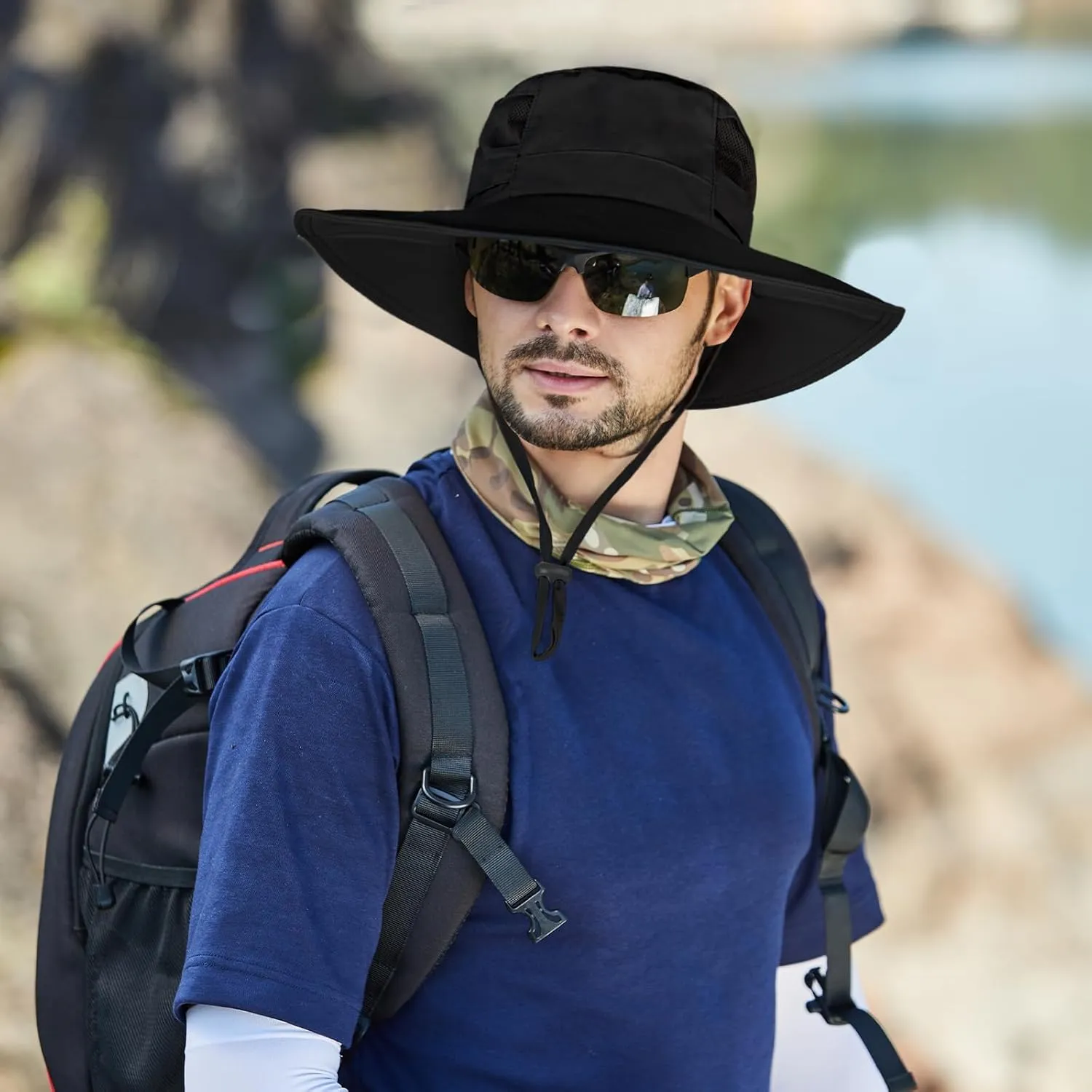 Sun Hat for Men/Women, UPF 50  Fishing Hat,Waterproof Wide Brim Bucket Hat Foldable Boonie Hat for Hiking Garden Safari Beach