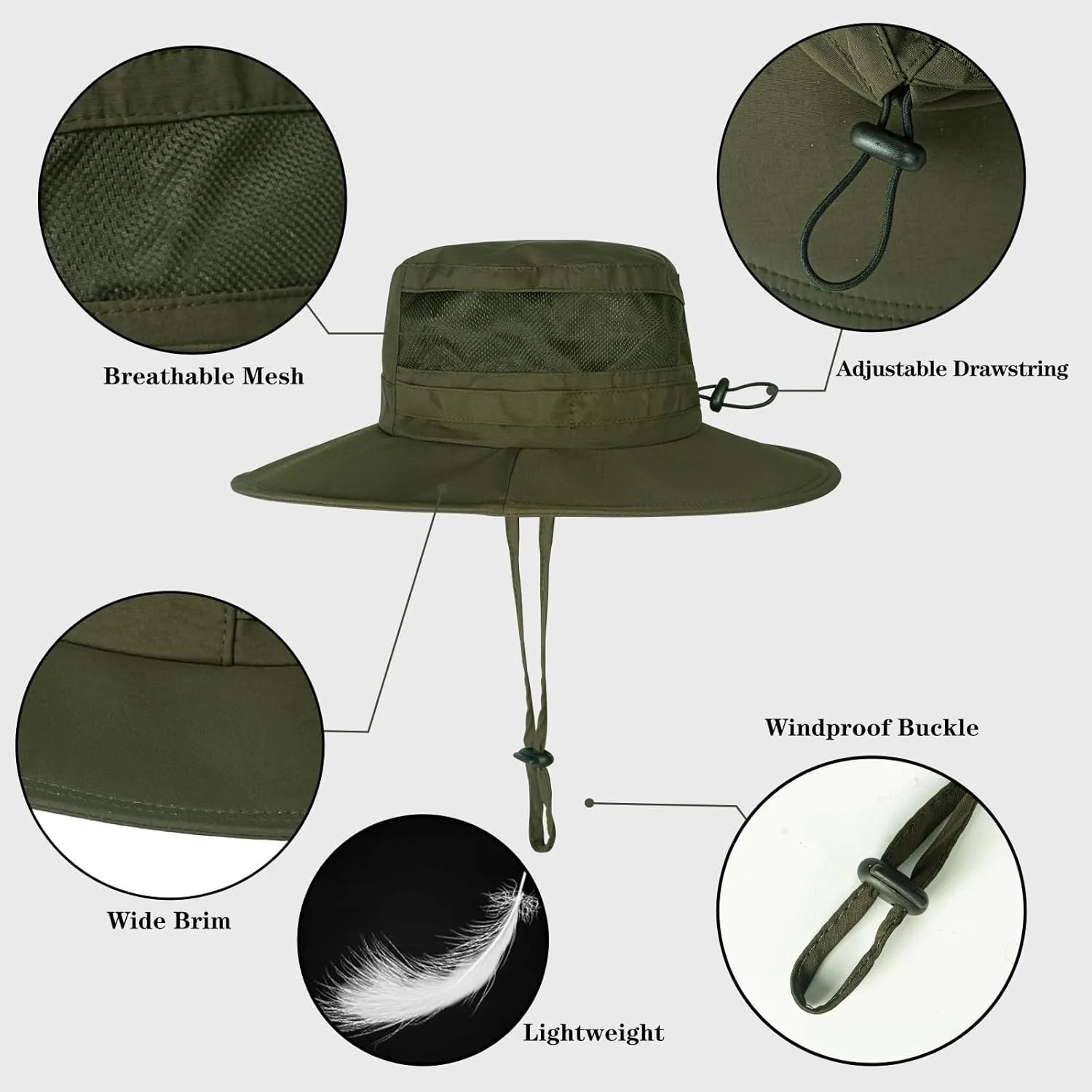 Sun Hat for Men/Women, UPF 50  Fishing Hat,Waterproof Wide Brim Bucket Hat Foldable Boonie Hat for Hiking Garden Safari Beach