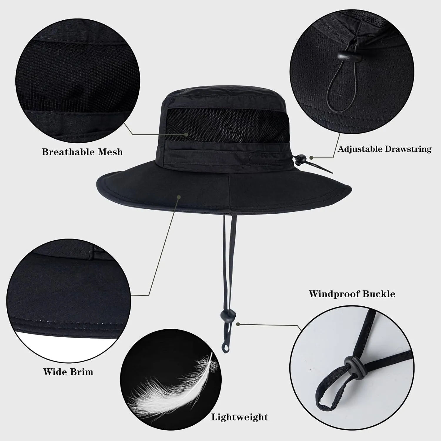 Sun Hat for Men/Women, UPF 50  Fishing Hat,Waterproof Wide Brim Bucket Hat Foldable Boonie Hat for Hiking Garden Safari Beach