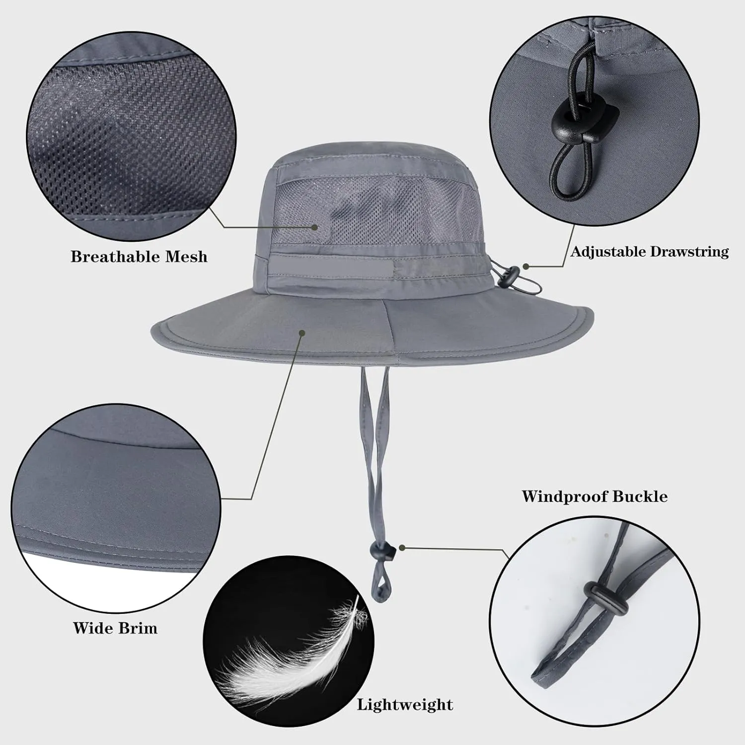 Sun Hat for Men/Women, UPF 50  Fishing Hat,Waterproof Wide Brim Bucket Hat Foldable Boonie Hat for Hiking Garden Safari Beach